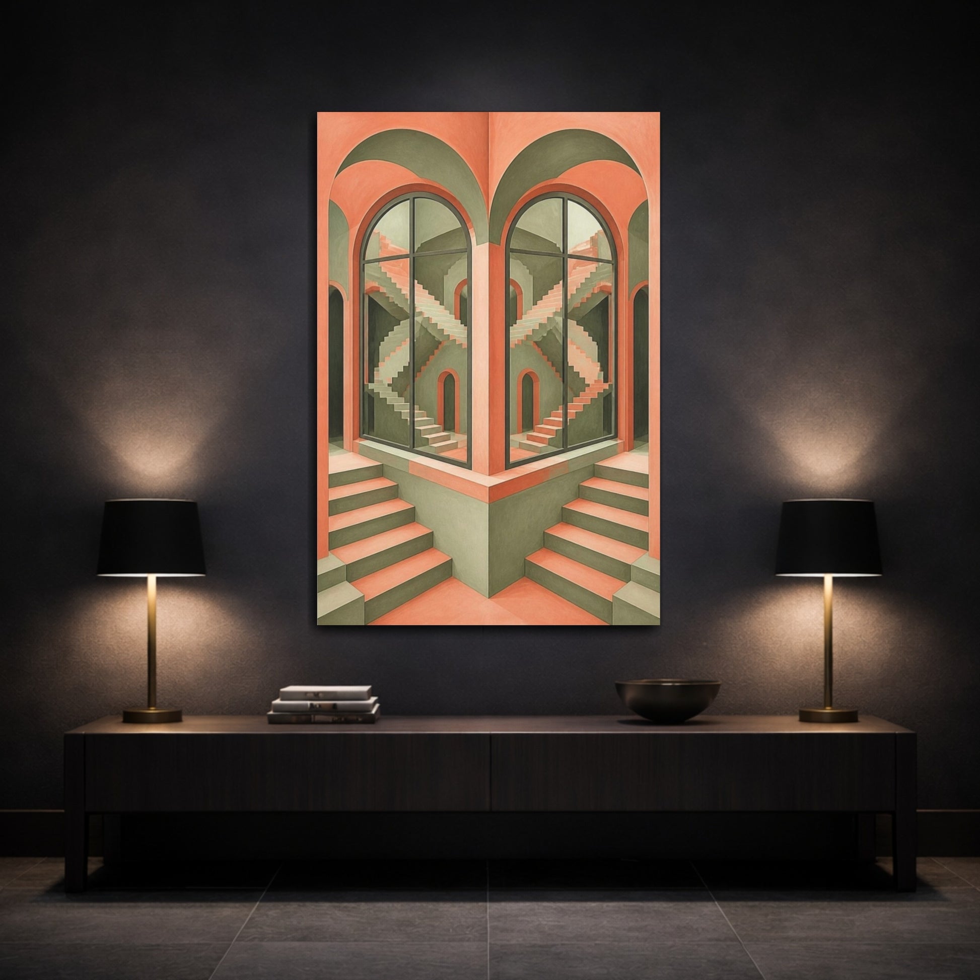Mockup 3. Arched Window Illusion shown as canvas print