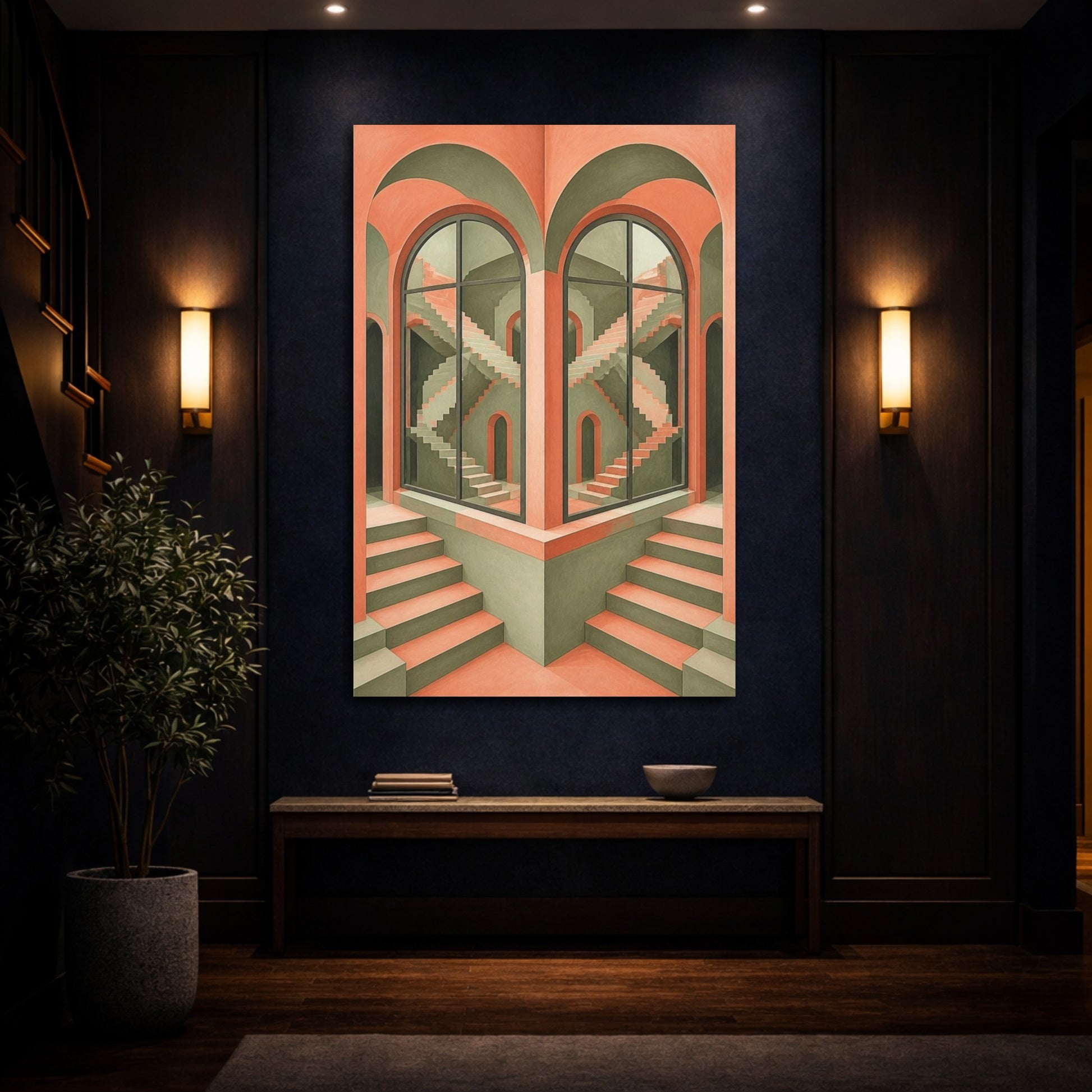 Mockup 4. Arched Window Illusion shown as canvas print