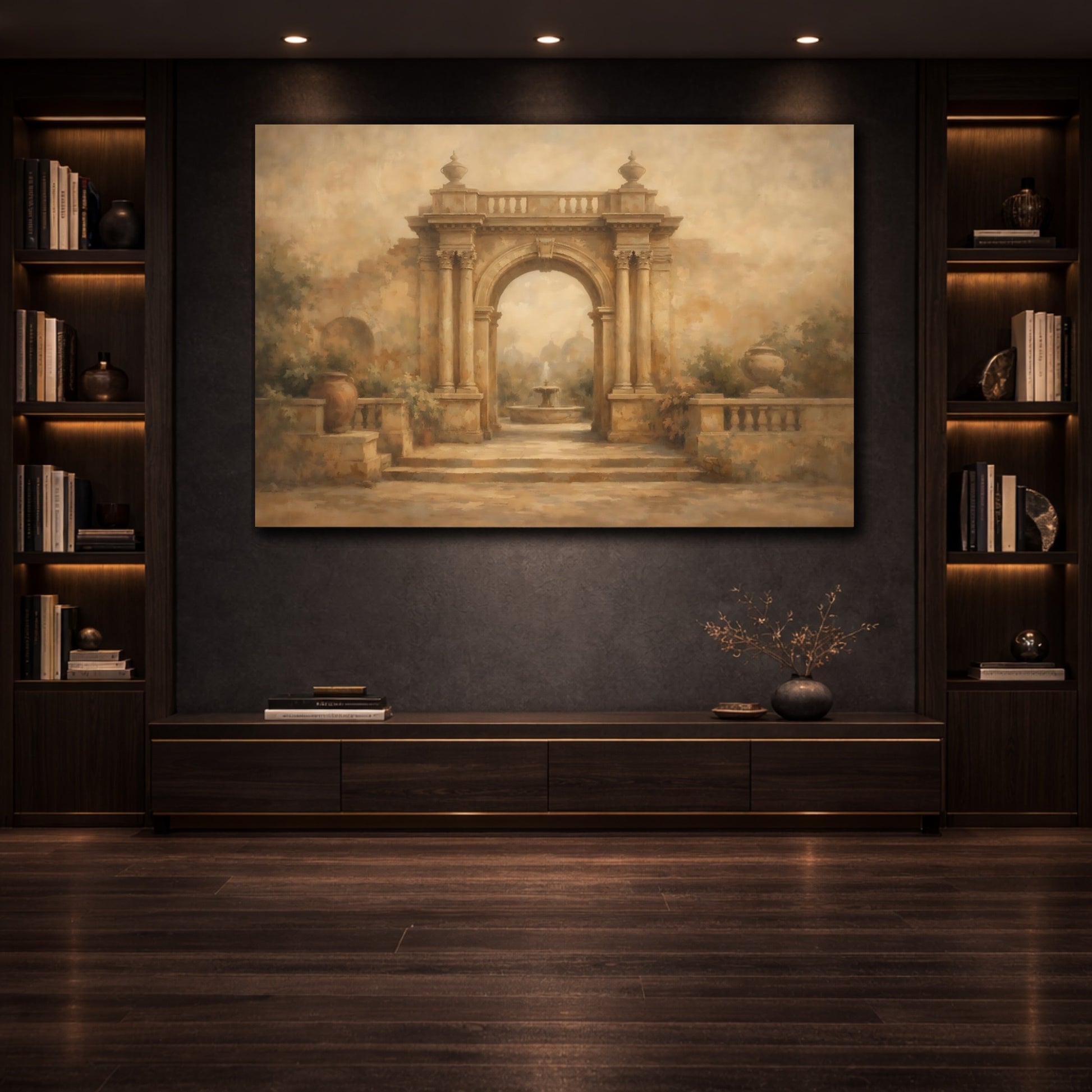 Mockup 3. Architectural Faded Wall Pigment Texture shown as stretched canvas wall art