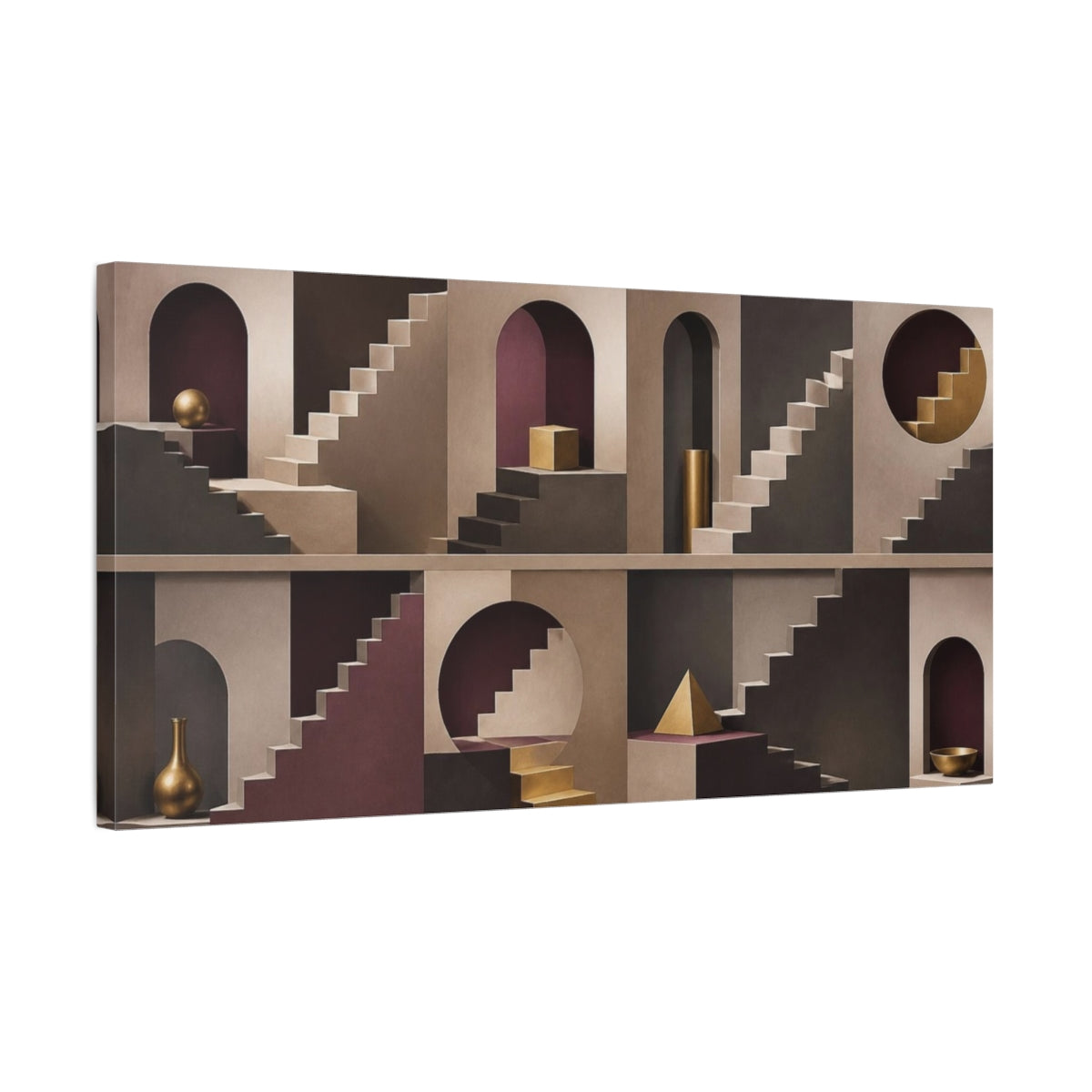 Side Mockup 1. Architectural Stairs Illusion shown as canvas print