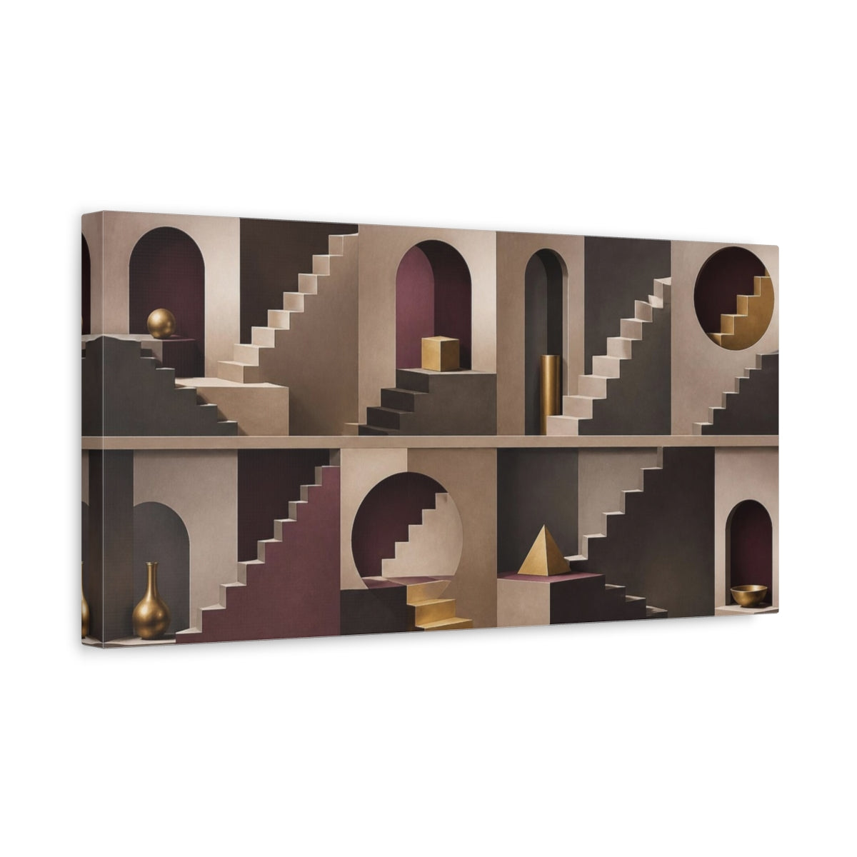 Side Mockup 3. Architectural Stairs Illusion shown as canvas print