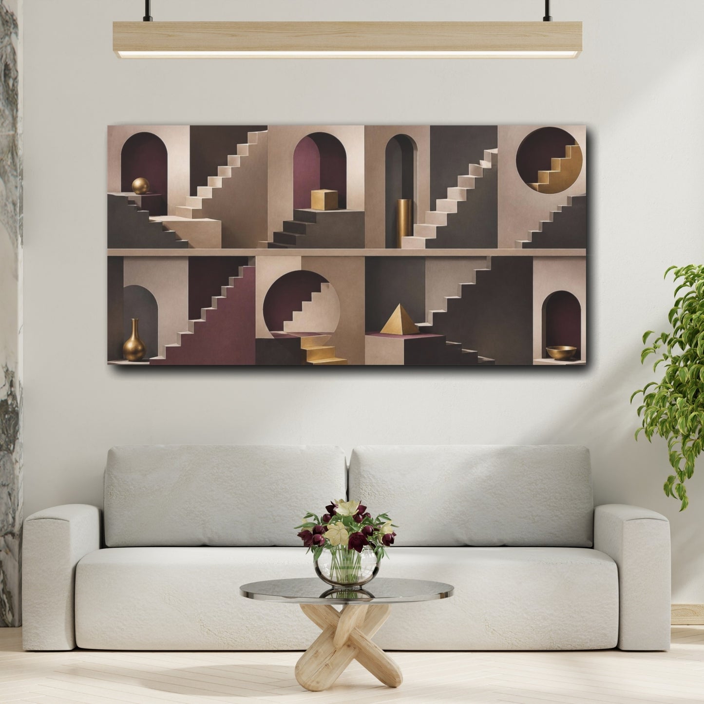 Mockup 2. Architectural Stairs Illusion shown as canvas print