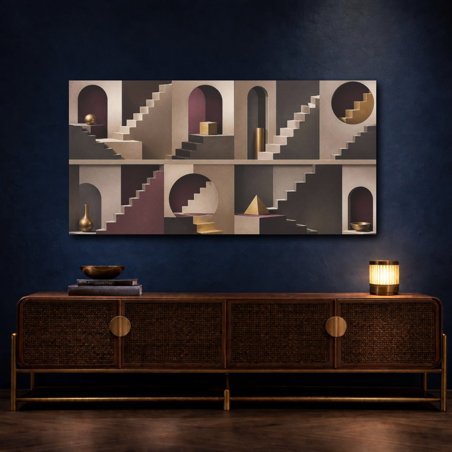 Mockup 4. Architectural Stairs Illusion shown as canvas print