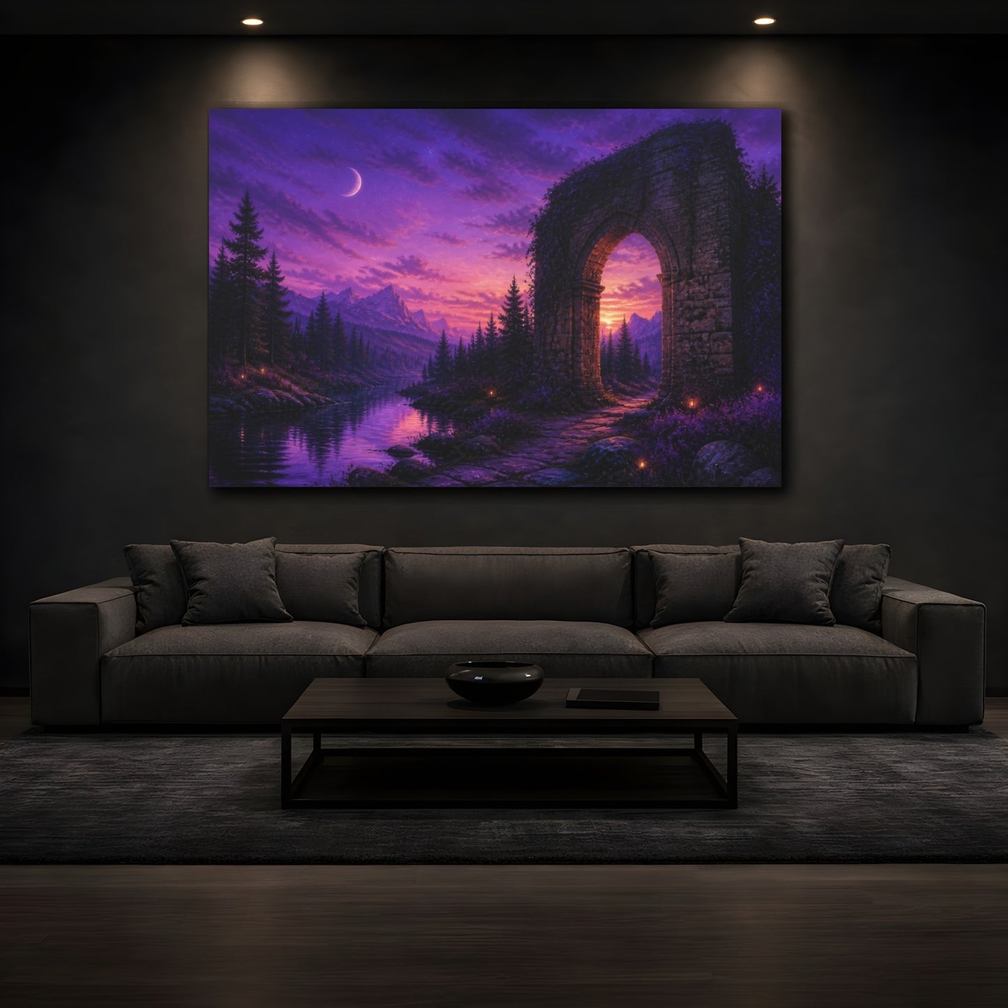 Mockup 3. Archway At Violet Dusk shown as canvas print