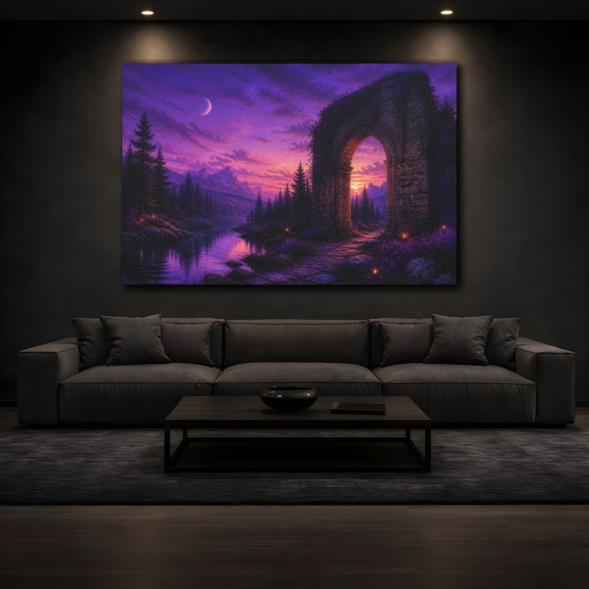 Mockup 3. Archway At Violet Dusk shown as canvas print