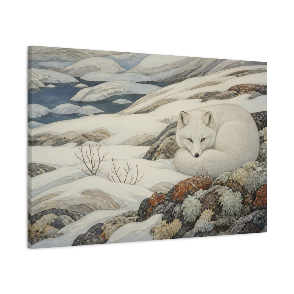 Main Mockup. Arctic Fox Nature Retreat shown as canvas print