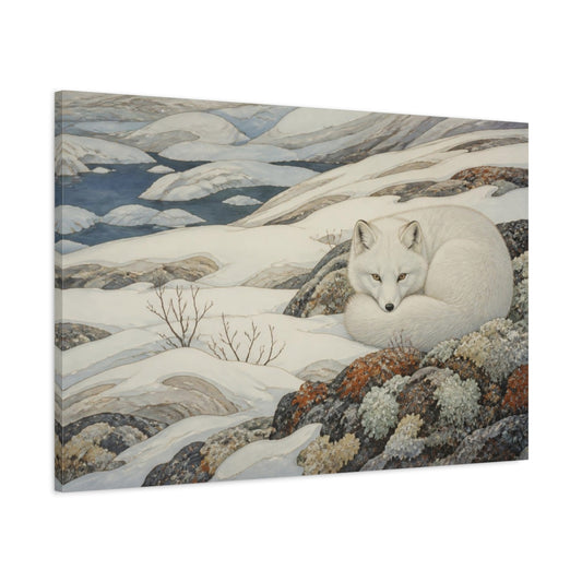 Main Mockup. Arctic Fox Nature Retreat shown as canvas print