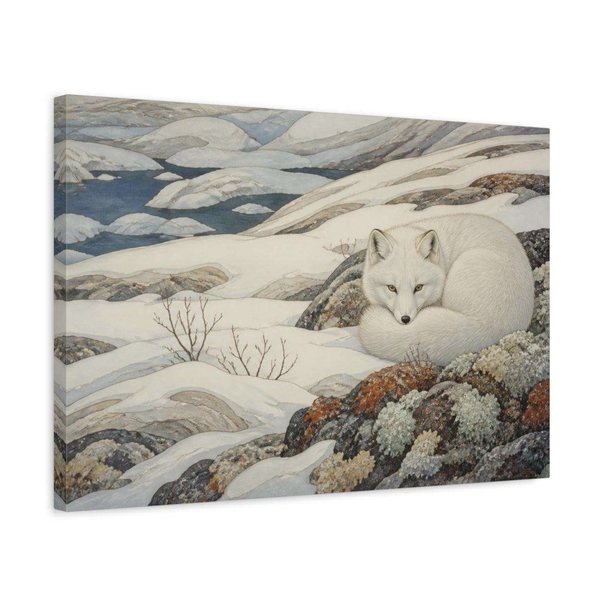 Side Mockup 3. Arctic Fox Nature Retreat shown as canvas print
