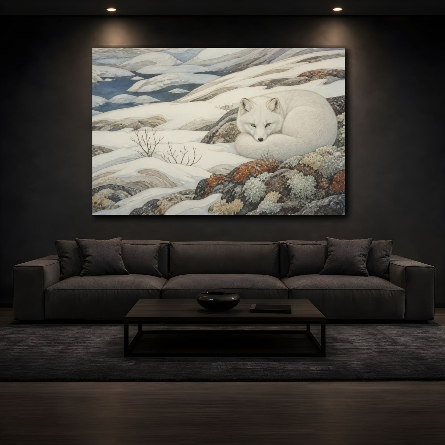Mockup 3. Arctic Fox Nature Retreat shown as canvas print
