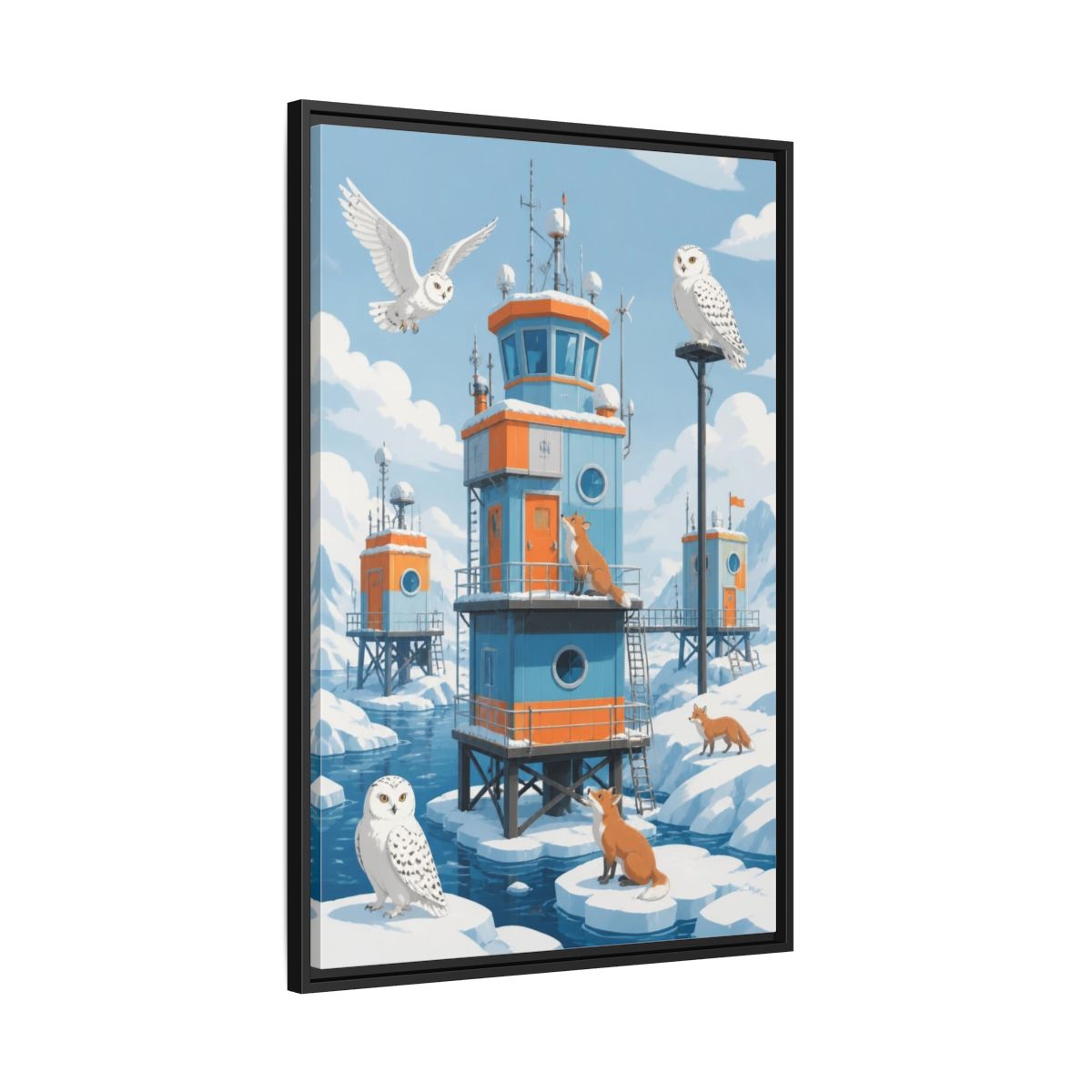 Side Mockup 13. Arctic Hut Kids Room shown as framed canvas print