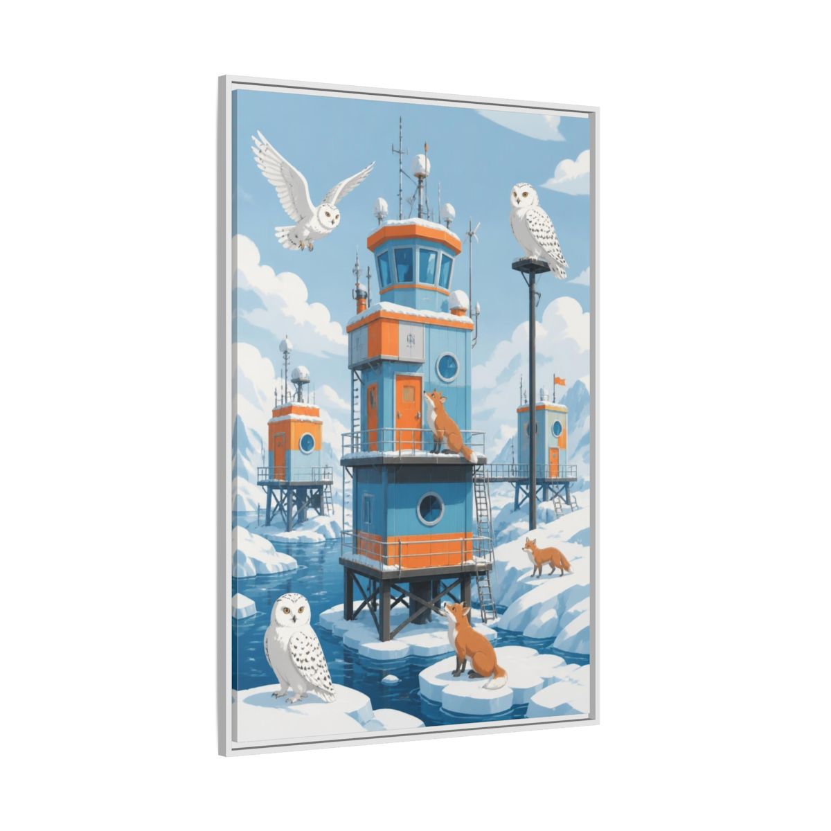 Side Mockup 7. Arctic Hut Kids Room shown as framed canvas print