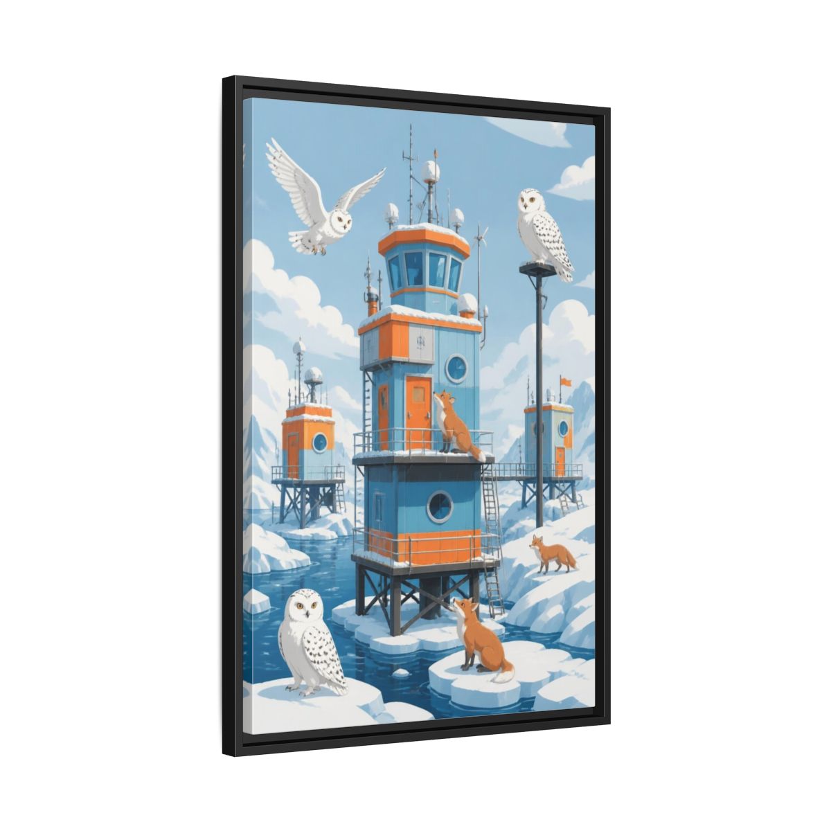 Side Mockup 14. Arctic Hut Kids Room shown as framed canvas print