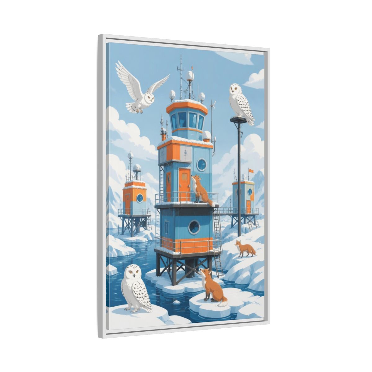 Side Mockup 9. Arctic Hut Kids Room shown as framed canvas print