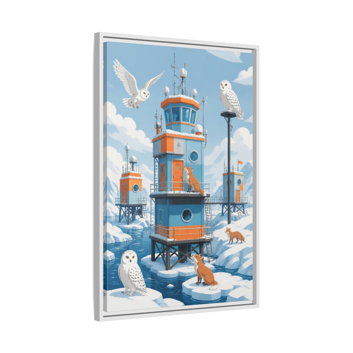 Side Mockup 10. Arctic Hut Kids Room shown as framed canvas print