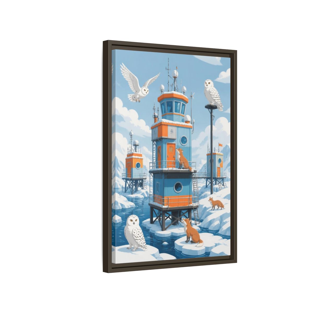 Side Mockup 2. Arctic Hut Kids Room shown as framed canvas print