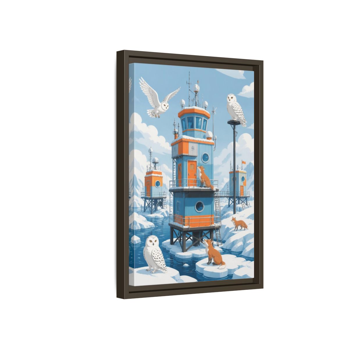 Side Mockup 5. Arctic Hut Kids Room shown as framed canvas print
