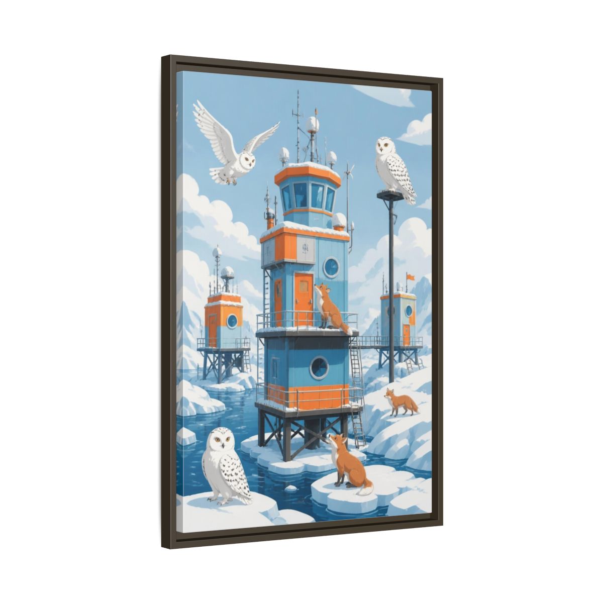 Side Mockup 11. Arctic Hut Kids Room shown as framed canvas print