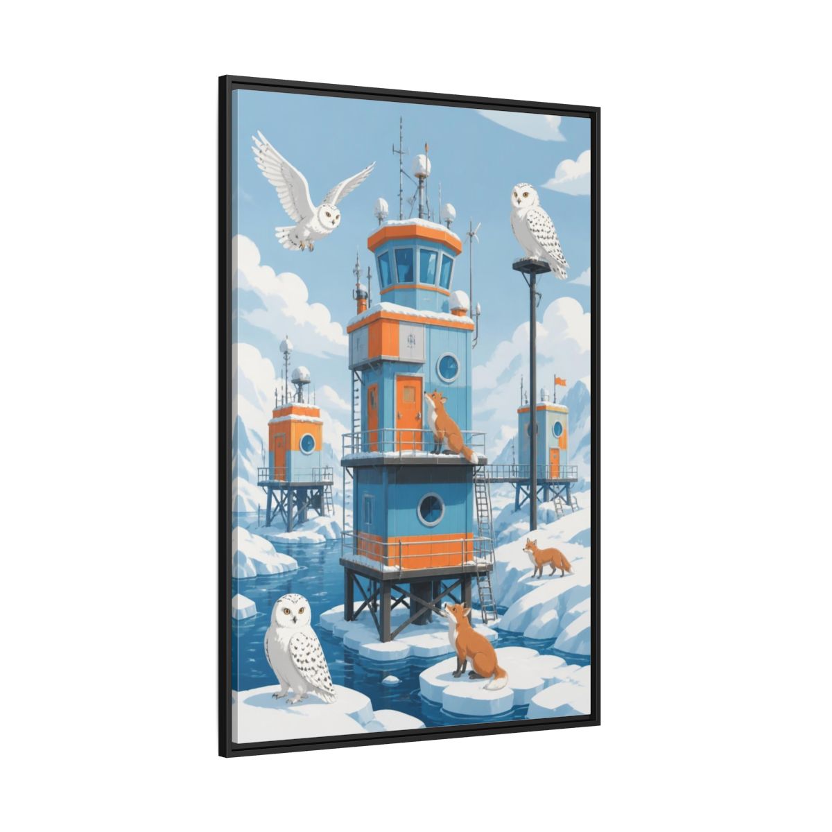 Side Mockup 12. Arctic Hut Kids Room shown as framed canvas print