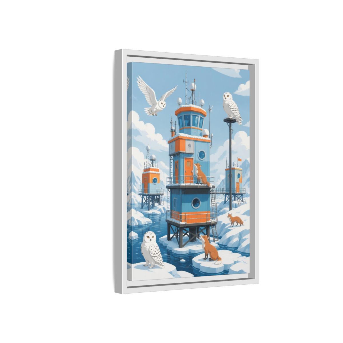 Side Mockup 4. Arctic Hut Kids Room shown as framed canvas print