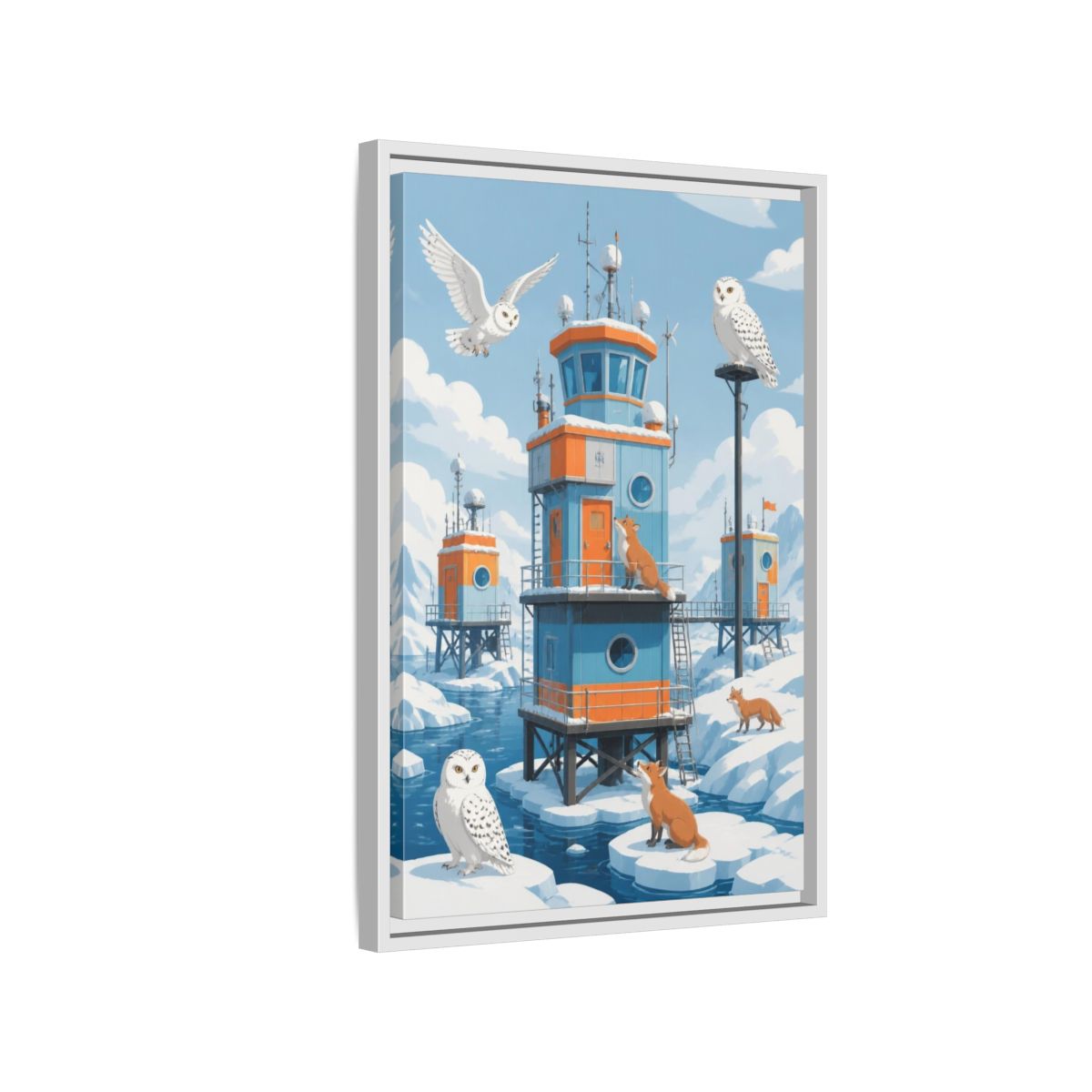 Side Mockup 1. Arctic Hut Kids Room shown as framed canvas print