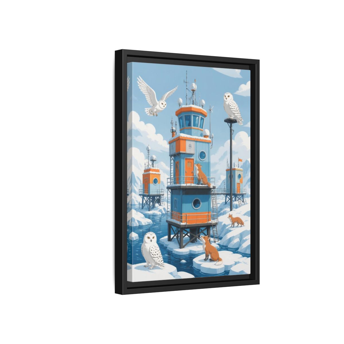 Side Mockup 6. Arctic Hut Kids Room shown as framed canvas print