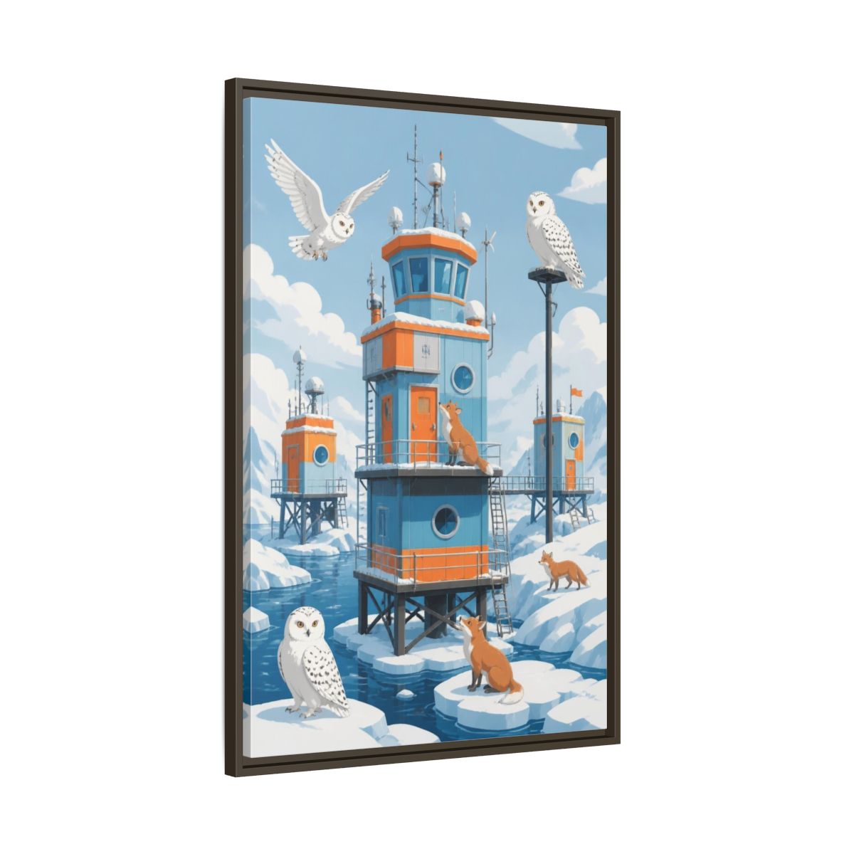 Main Mockup. Arctic Hut Kids Room shown as framed canvas print