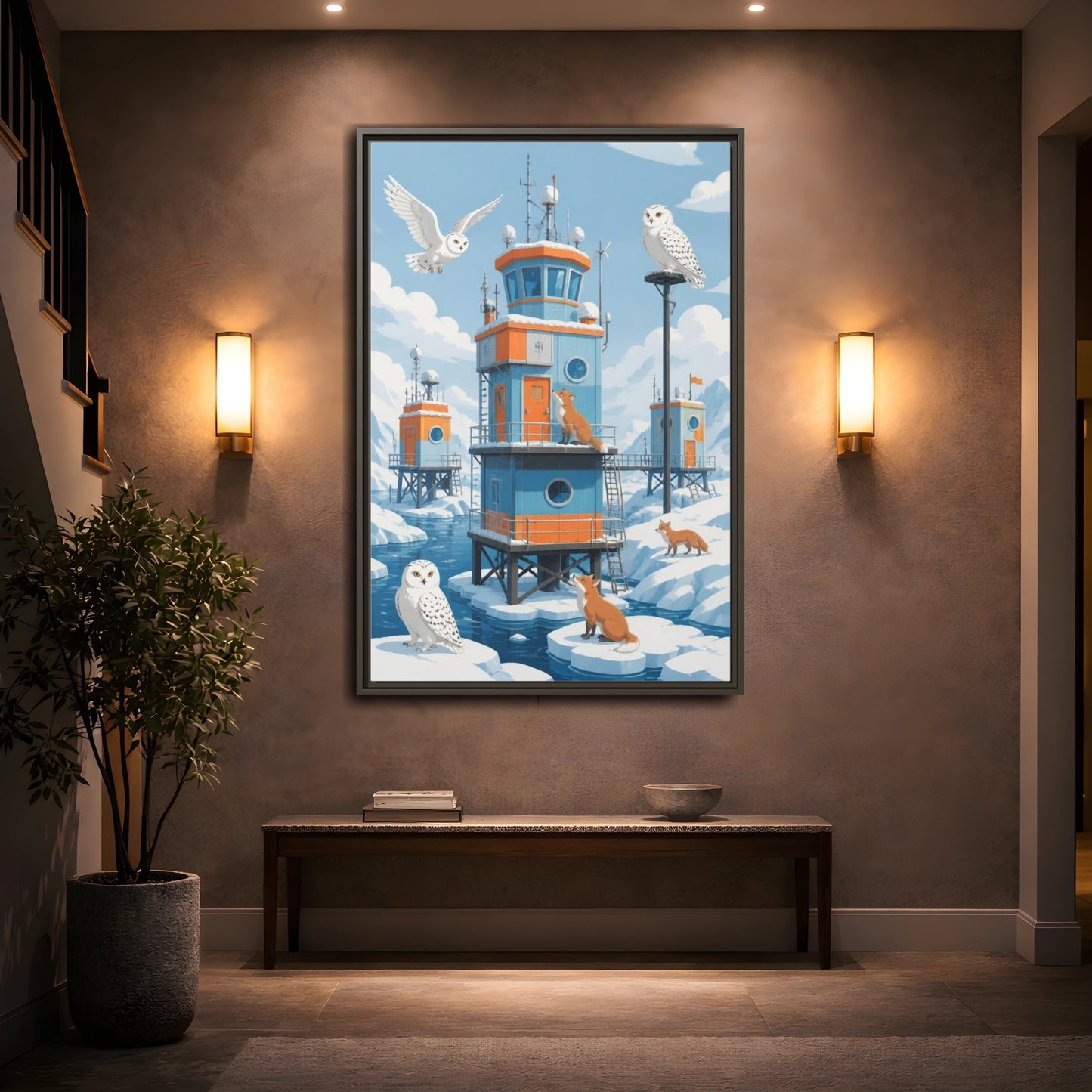 Mockup 2. Arctic Hut Kids Room shown as framed canvas print