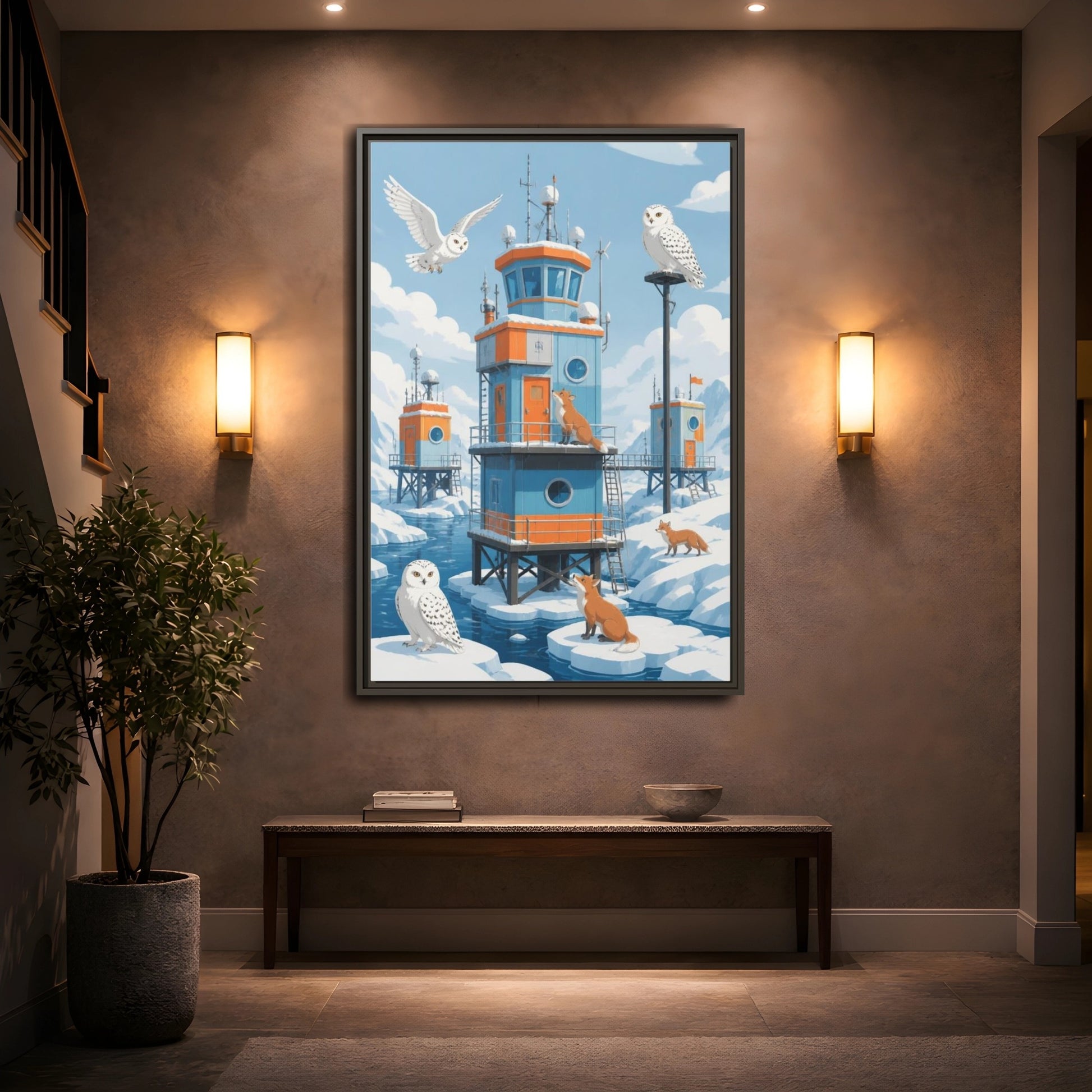 Mockup 2. Arctic Hut Kids Room shown as framed canvas print