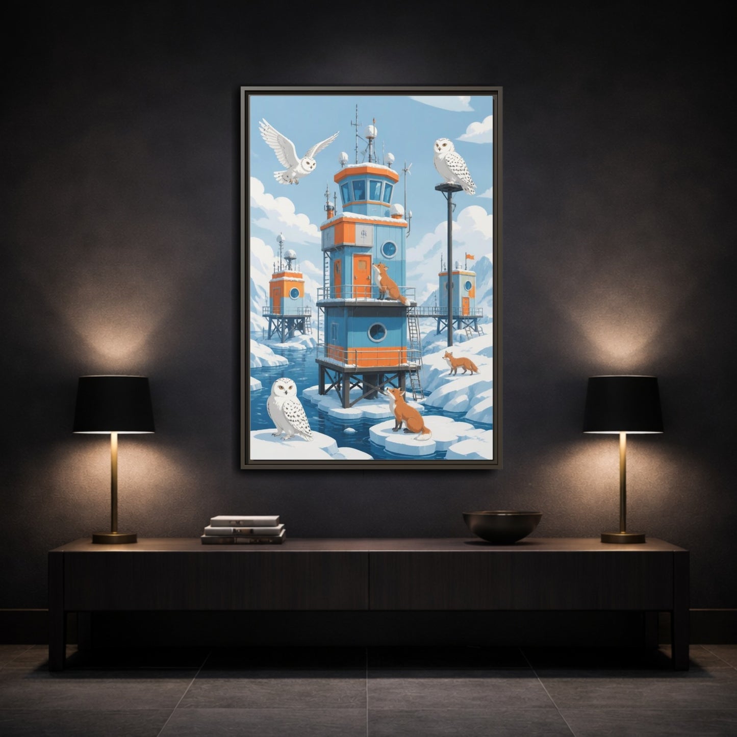 Mockup 3. Arctic Hut Kids Room shown as framed canvas print