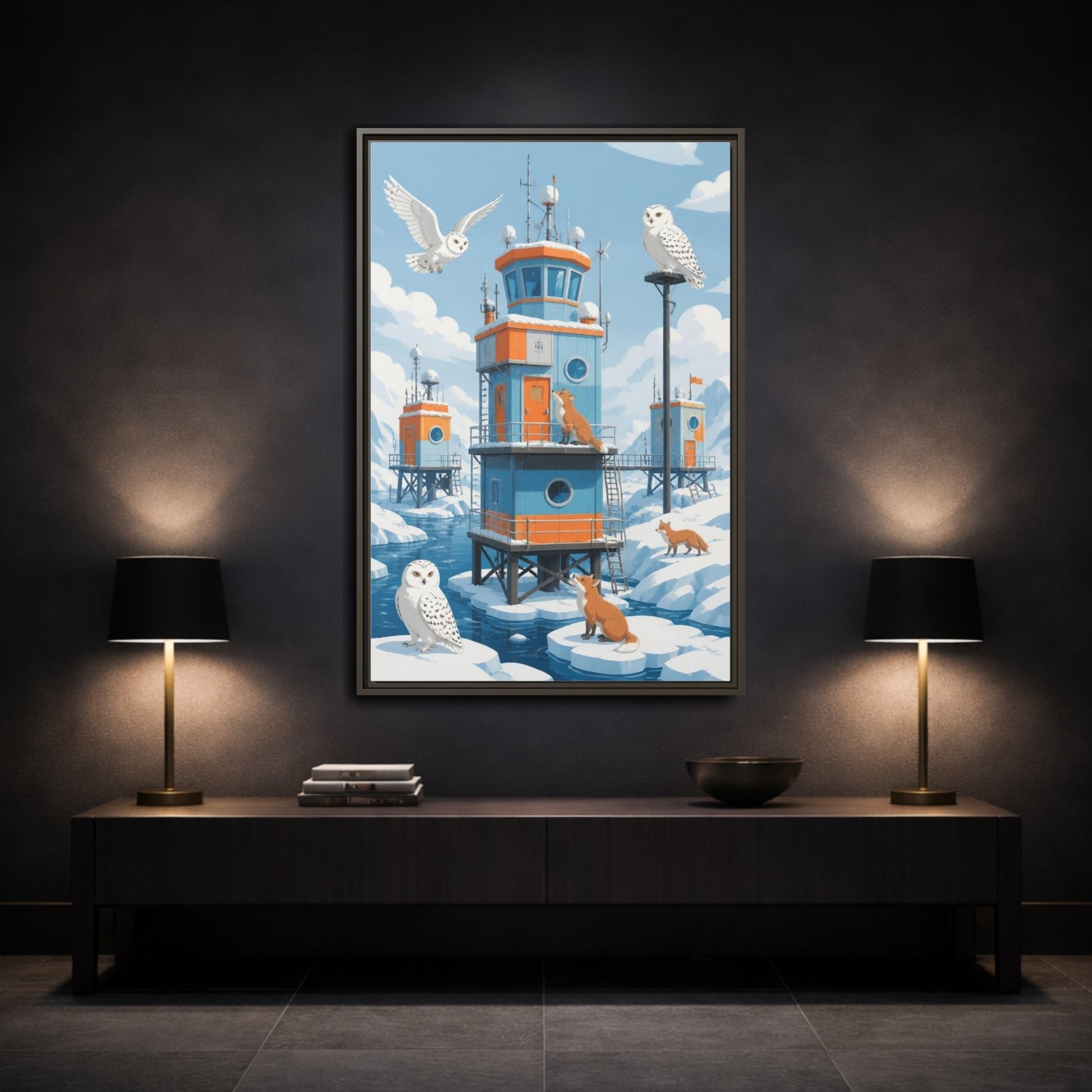 Mockup 3. Arctic Hut Kids Room shown as framed canvas print
