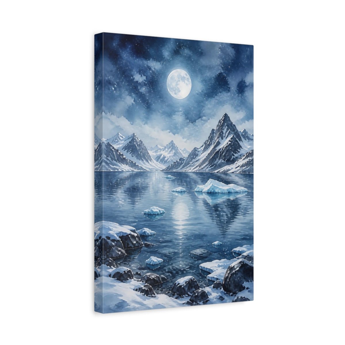 Arctic Watercolor With Icy Muted Blues Canvas Wall Art Print – Living Room Decor, Above Sofa - YesArtYes
