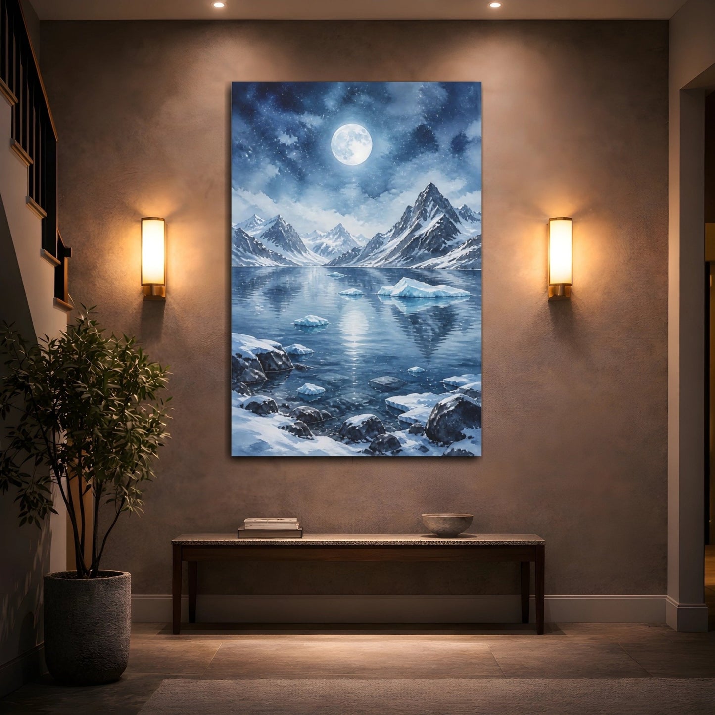 Arctic Watercolor With Icy Muted Blues Canvas Wall Art Print – Living Room Decor, Above Sofa - YesArtYes