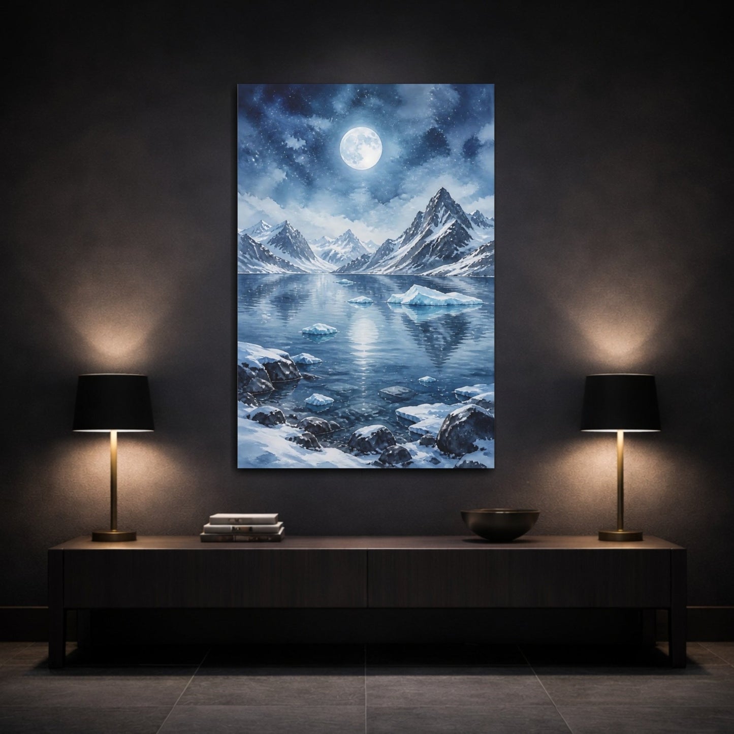 Arctic Watercolor With Icy Muted Blues Canvas Wall Art Print – Living Room Decor, Above Sofa - YesArtYes