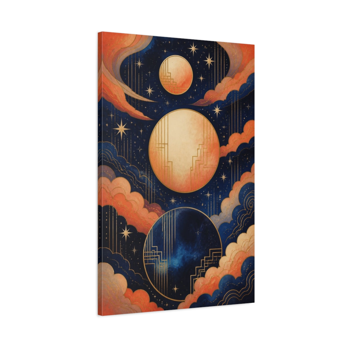 Main Mockup. Art Deco Moons shown as canvas print