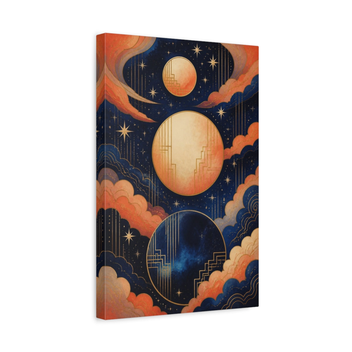 Side Mockup 4. Art Deco Moons shown as canvas print