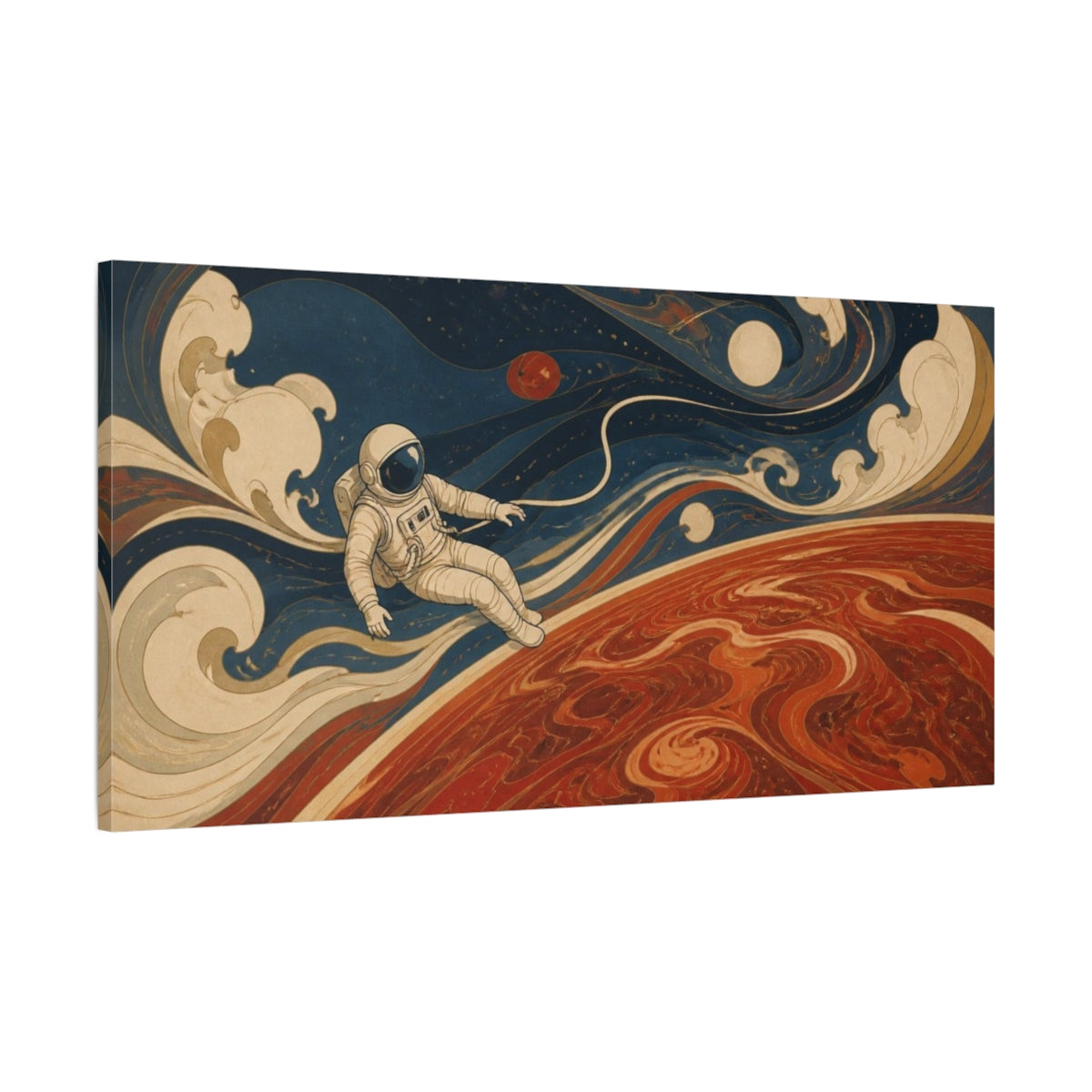Main Mockup. Art Nouveau Astronaut shown as canvas print