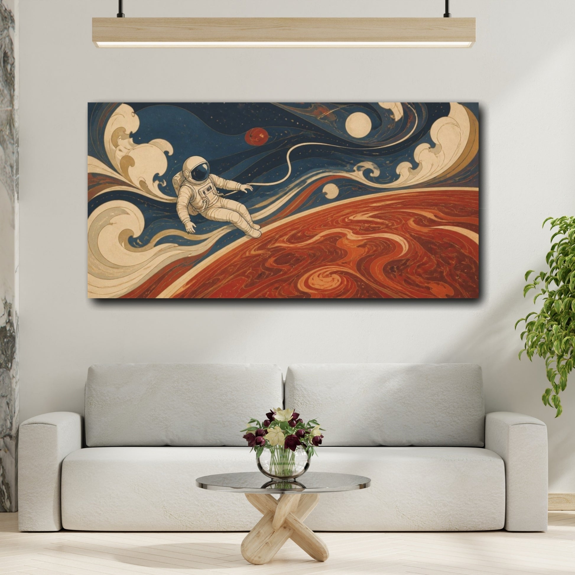 Mockup 2. Art Nouveau Astronaut shown as canvas print