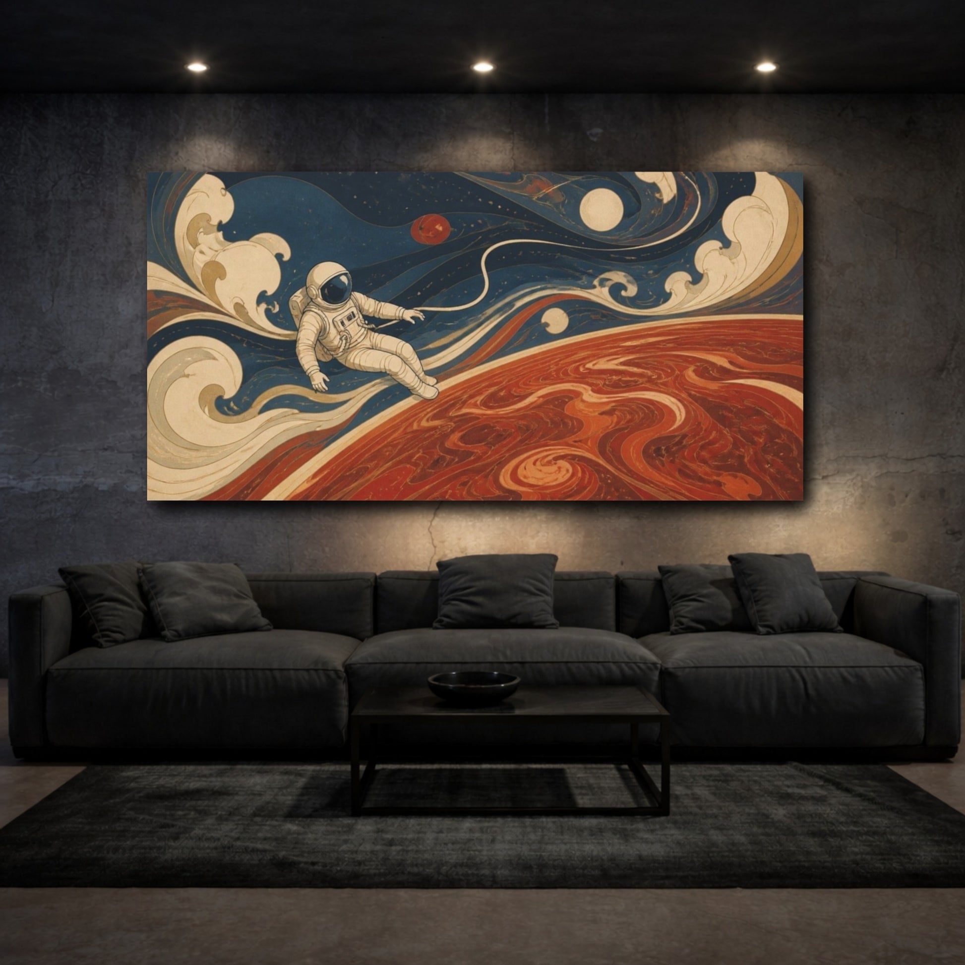 Mockup 3. Art Nouveau Astronaut shown as canvas print