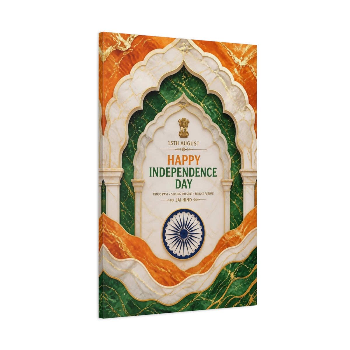 Main Mockup. Ashoka Chakra Marble Arch shown as canvas print