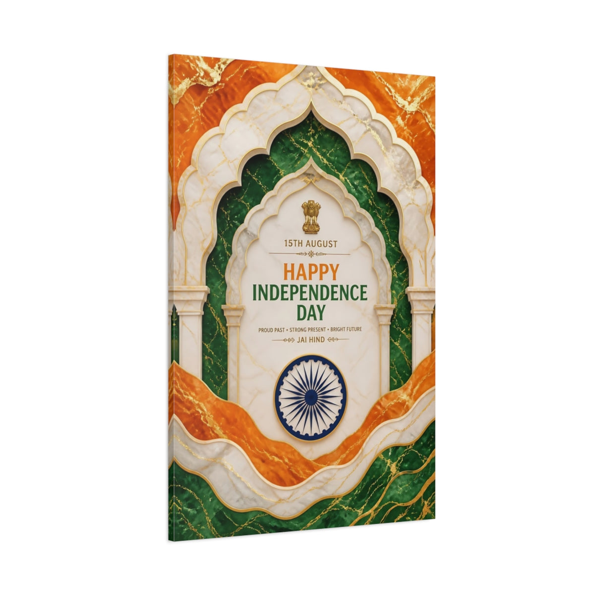 Side Mockup 1. Ashoka Chakra Marble Arch shown as canvas print