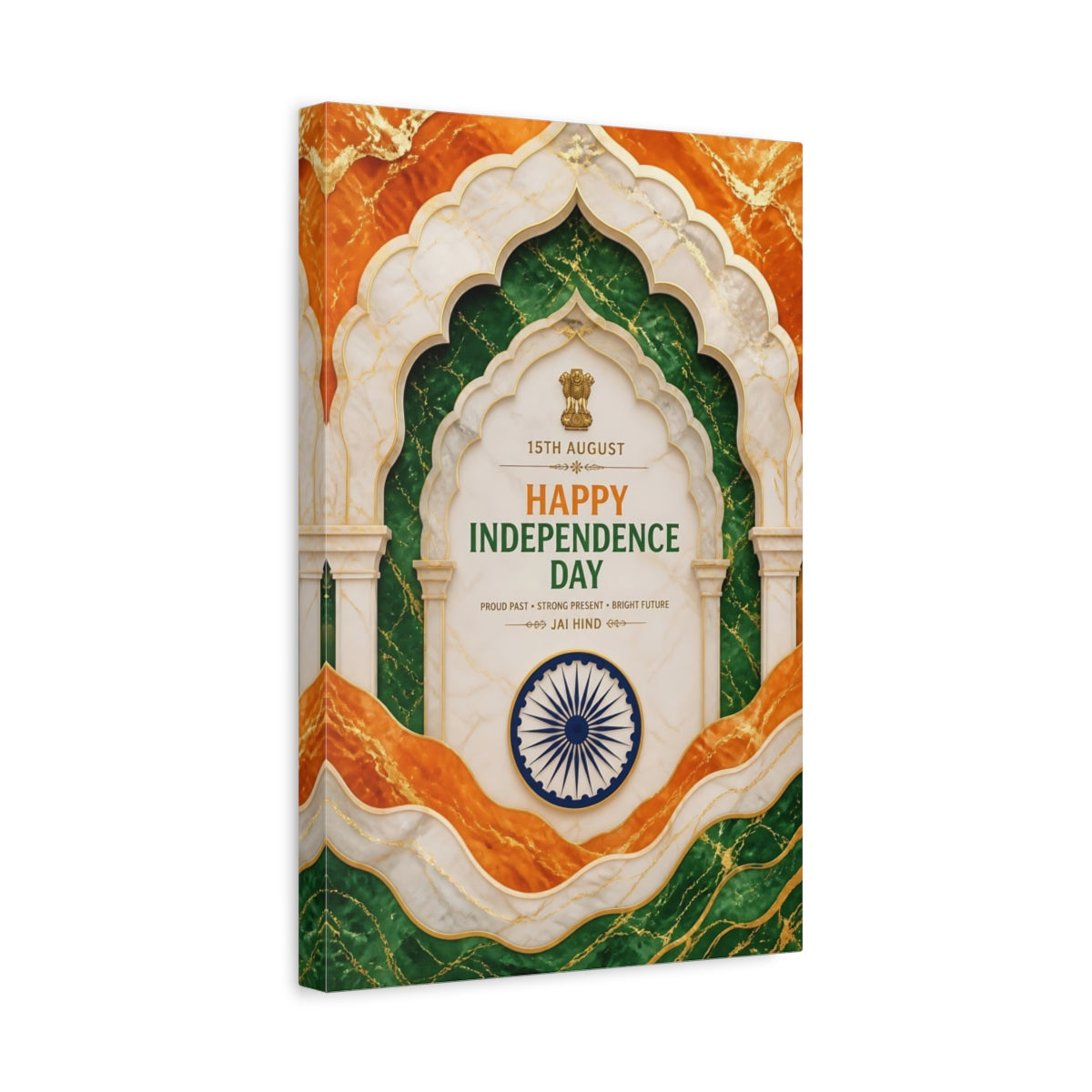 Side Mockup 4. Ashoka Chakra Marble Arch shown as canvas print