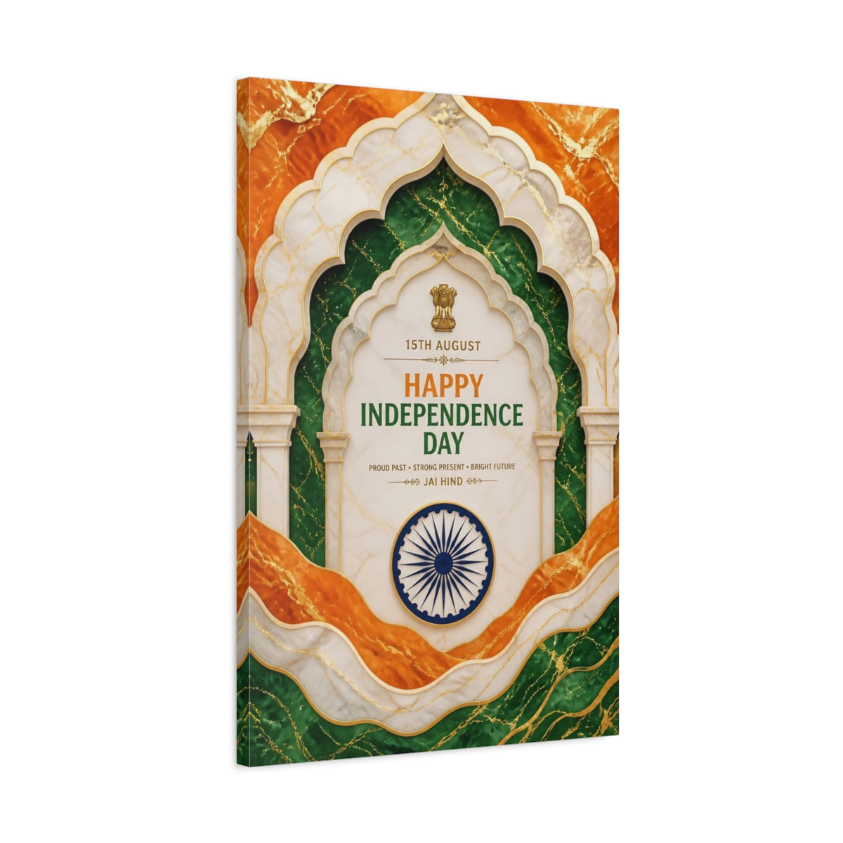 Side Mockup 2. Ashoka Chakra Marble Arch shown as canvas print