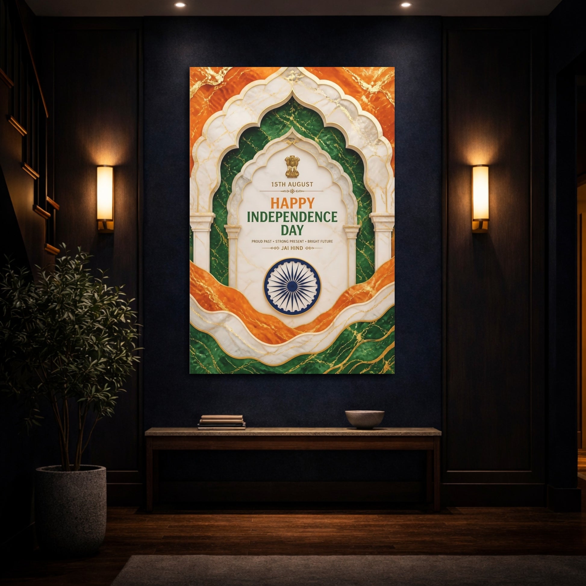 Mockup 4. Ashoka Chakra Marble Arch shown as canvas print