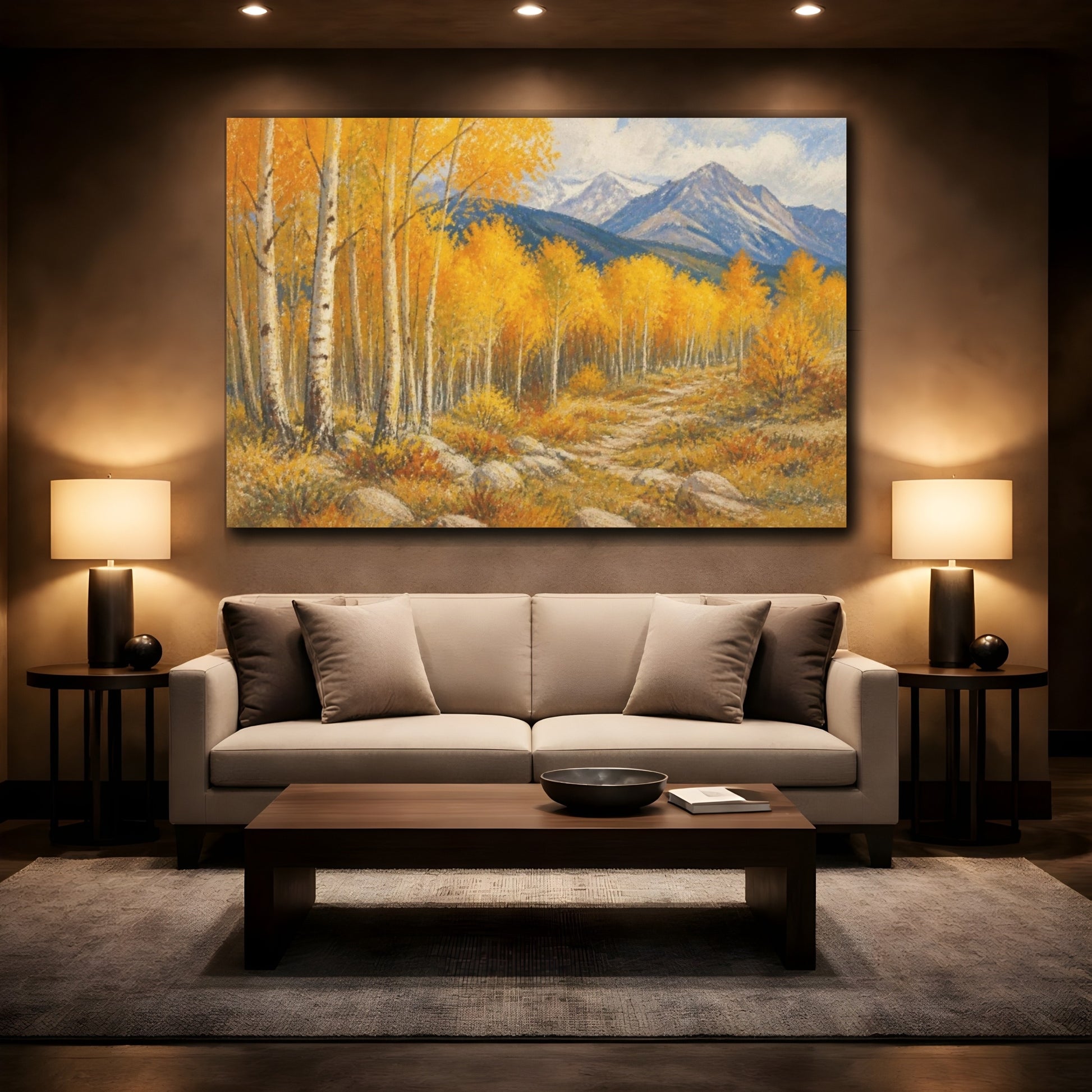 Mockup 2. Aspen Grove In Autumn shown as canvas print