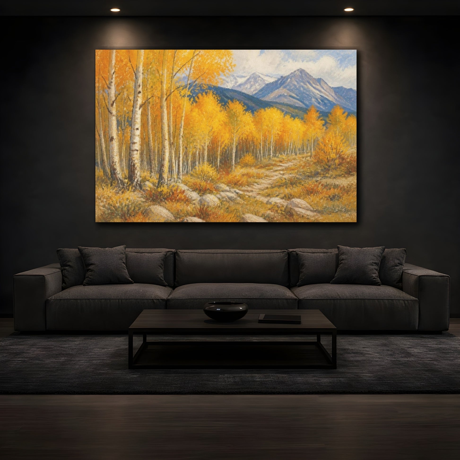 Mockup 3. Aspen Grove In Autumn shown as canvas print