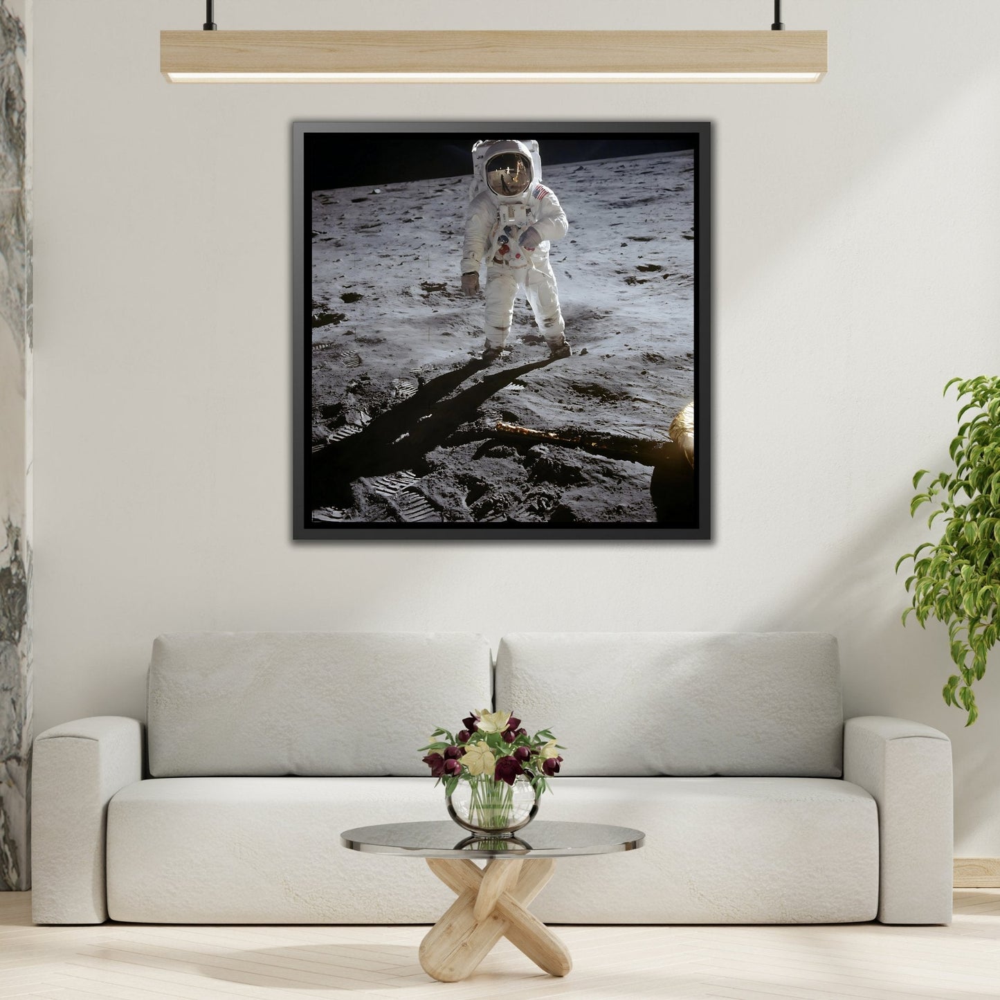 Astronaut Home Decor Canvas Prints in Exclusive Frame - Square Astronauts NASA Apollo 11 Wall Art Print