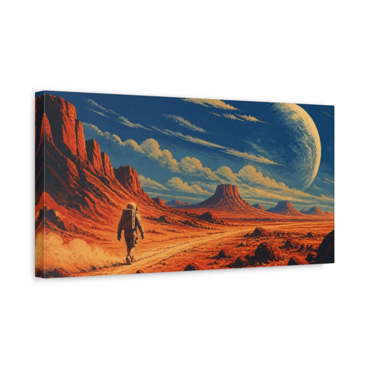 Side Mockup 3. Astronaut On Red Planet shown as canvas print