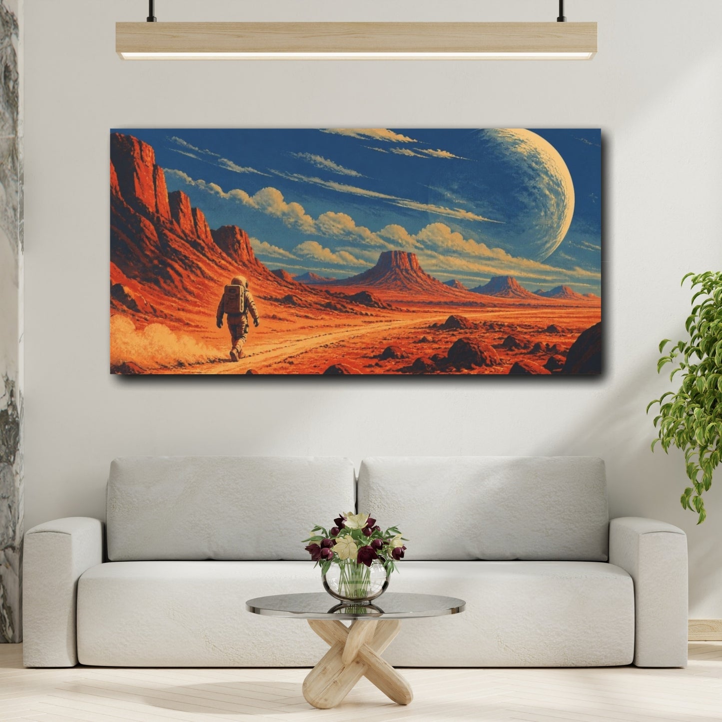 Mockup 2. Astronaut On Red Planet shown as canvas print