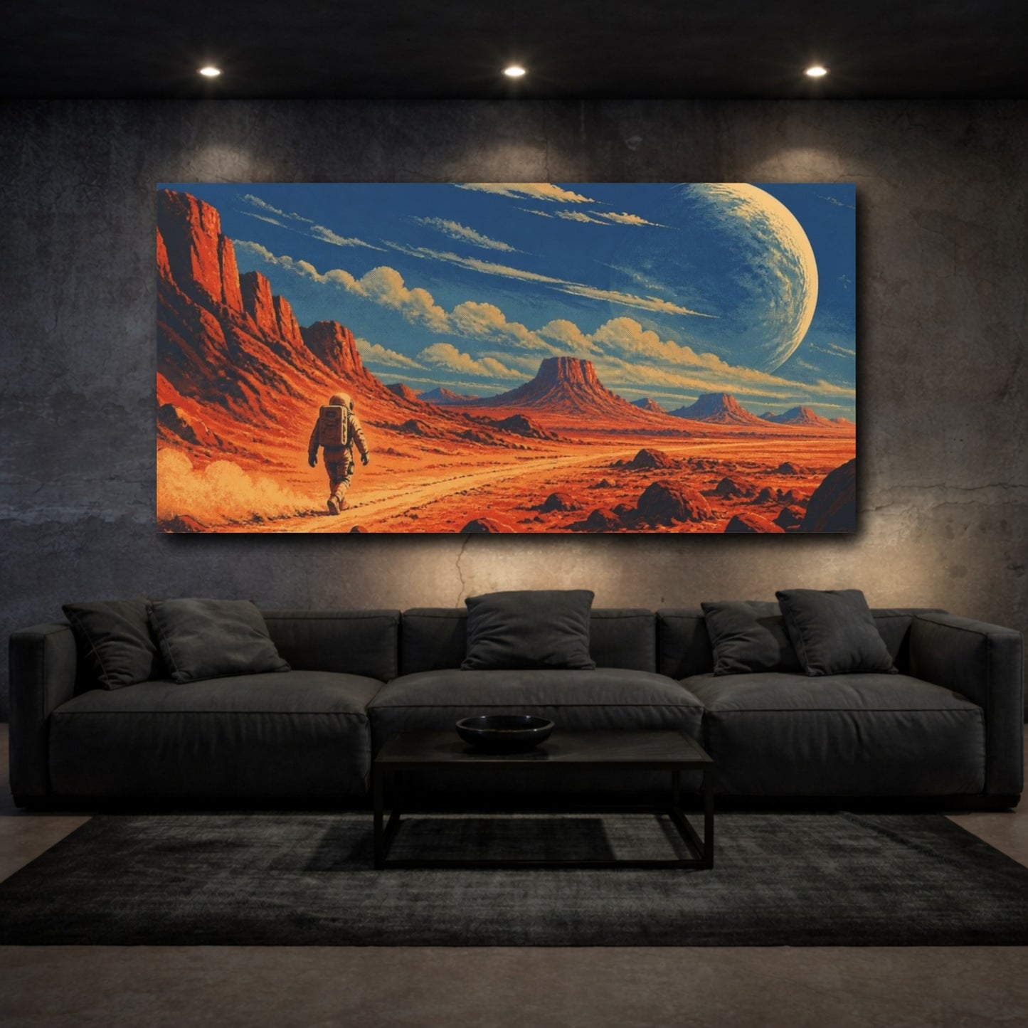 Mockup 3. Astronaut On Red Planet shown as canvas print