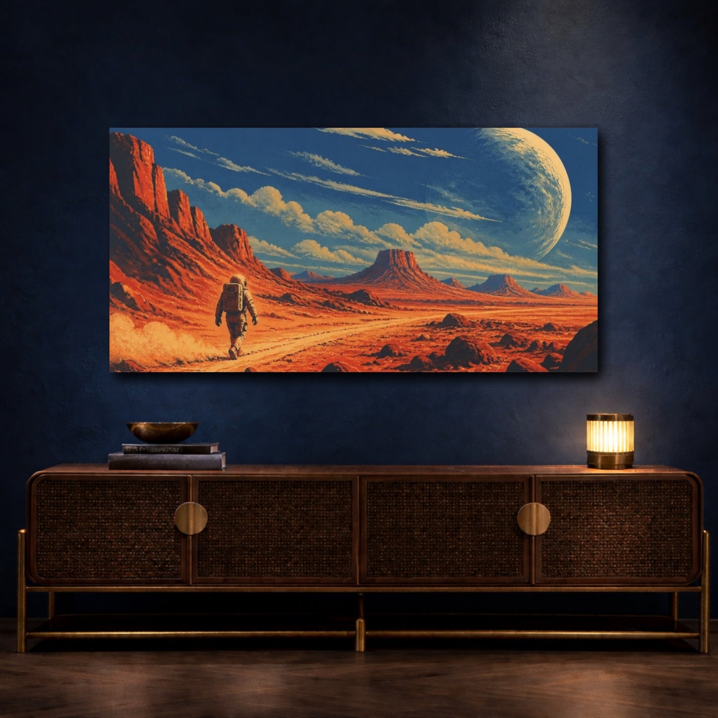Mockup 4. Astronaut On Red Planet shown as canvas print